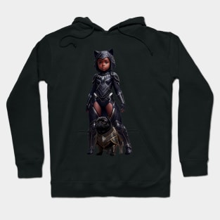 Black Pug Puppy and Heroic African Princess Hoodie